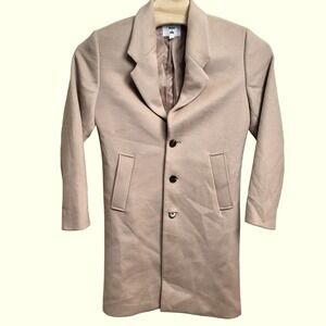 MODE OF ONE Men's Small Wool Blend Topcoat Beige Notch Lapel Single Breasted NWT